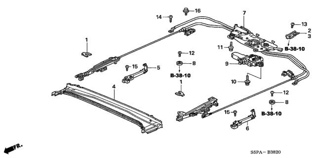 2005 Honda Civic Drive Assembly, Sunroof Diagram for 70370-S5P-A01