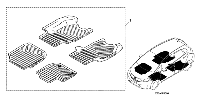 2016 Honda Fit Floor Mats - All-Season (Black) Diagram