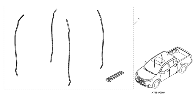 2017 Honda Ridgeline 4 Door RTL (2WD) KA 6AT Door Edge Guard Diagram