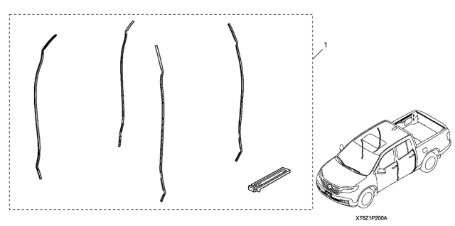 2019 Honda Ridgeline Door Edge Guard Diagram