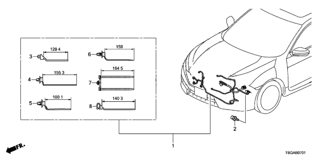 2020 Honda Civic WIRE HARNESS, FR. END Diagram for 32130-TBC-A30