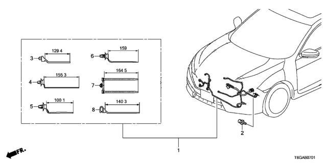 2020 Honda Civic WIRE HARNESS, FR. END Diagram for 32130-TBD-A00