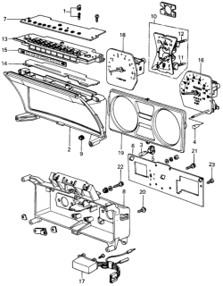 1980 Honda Civic Speedometer - Tachometer Components Diagram