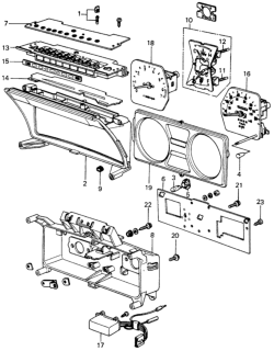 1981 Honda Civic Speedometer - Tachometer Components Diagram