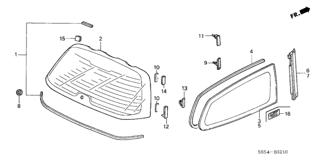 2003 Honda Civic Rear Windshield - Quarter Windows Diagram