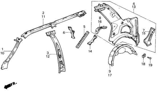 1984 Honda Civic 4 Door GL KA 5MT Inner Panel Diagram