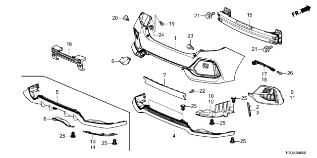 2021 Honda Civic 5 Door EX KA CVT Rear Bumper Diagram