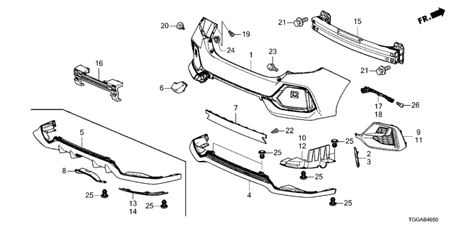 2021 Honda Civic Rear Bumper Diagram