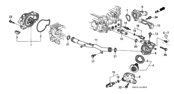 1998 Honda Prelude Rubber, Thermostat Mounting Diagram for 19305-P13-000