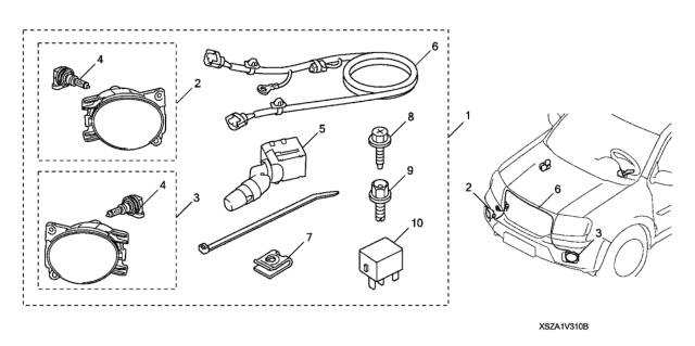 2010 Honda Pilot 5 Door LX (2WD) KA 5AT Foglights Diagram