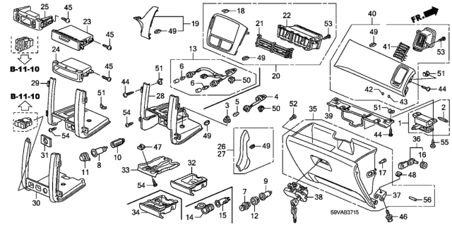 2008 Honda Pilot Pocket, Heated Seat Switch *NH167L* (GRAPHITE BLACK) Diagram for 77280-S9V-A21ZA