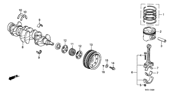 1989 Honda CRX Crankshaft - Piston Diagram