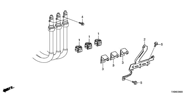 2013 Honda Fit EV Stay, Three-Phase Cable Clamp (B) Diagram for 1F062-RDC-A00