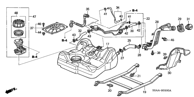 2004 Honda Civic 4 Door LX (SIDE SRS) KA 5MT Fuel Tank Diagram