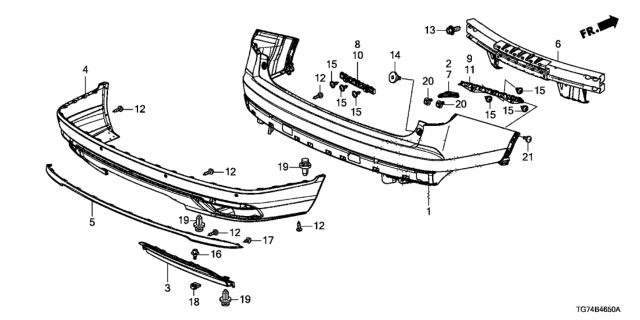 2016 Honda Pilot Garnish, RR. Bumper Face Skid Diagram for 71510-TG7-B00