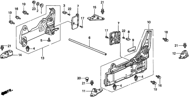 1997 Honda Odyssey 5 Door EX KA 4AT Left Middle Seat Components (Removable) Diagram