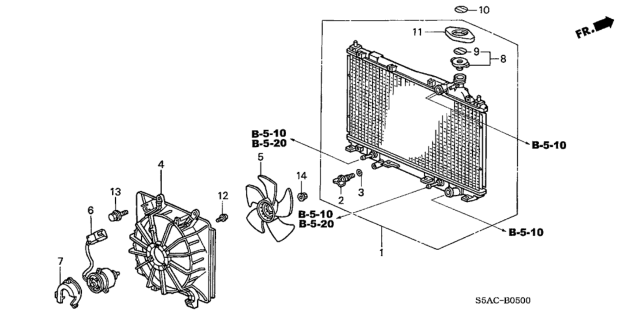 2005 Honda Civic Radiator (Denso) Diagram