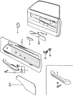 1975 Honda Civic 3 Door ** (1200) ** HMT Door Trim Diagram