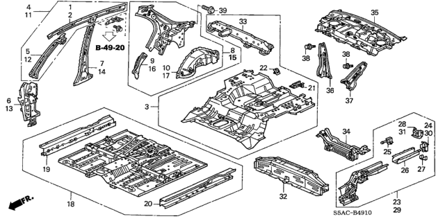 2005 Honda Civic Inner Panel - Floor Panels Diagram
