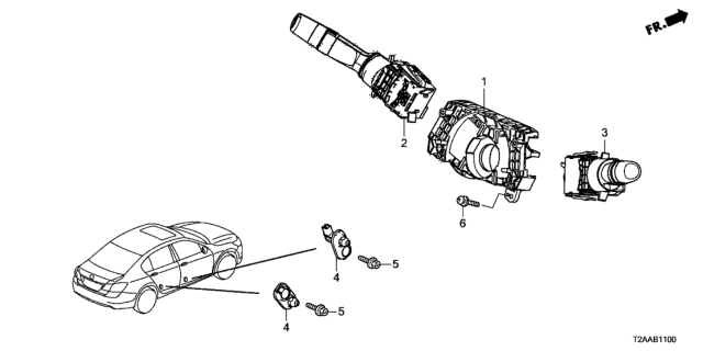 2017 Honda Accord 4 Door EXLV6 (NV SENSING) KL 6AT Combination Switch Diagram