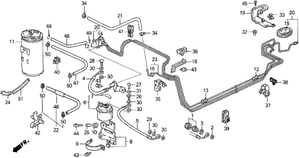 1989 Honda Civic 5 Door ** (WAGOVAN) KA 5MT Fuel Pipe Diagram