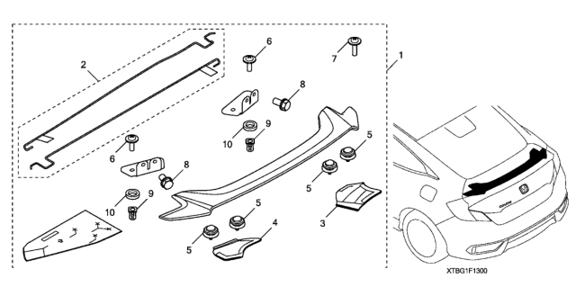 2017 Honda Civic Cover L *NH-731P* Diagram for 08F13-TBG-11008