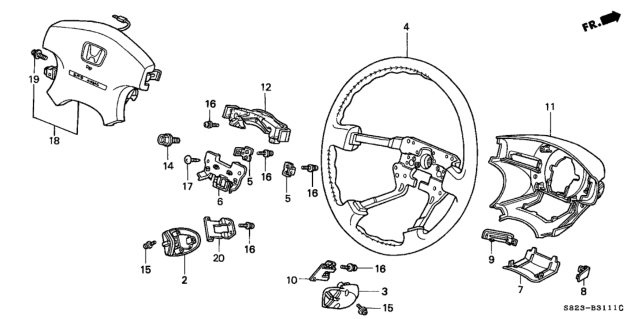 1998 Honda Accord Wheel, Steering (Graphite Black) (Leather) Diagram for 78501-S87-A71ZD