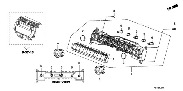 2009 Honda Accord Control Assy., Heater *YR334L* (US TAUPE GUN METALLIC) Diagram for 79500-TA0-C01ZB