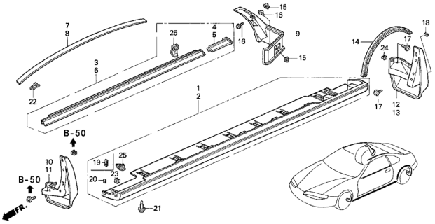 1994 Honda Prelude 2 Door SIVTEC KA 5MT Molding - Protector Diagram