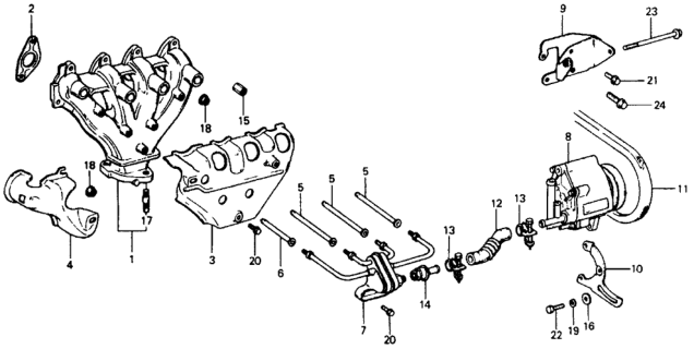 1977 Honda Civic Guide B, Hot Air Diagram for 18121-634-670