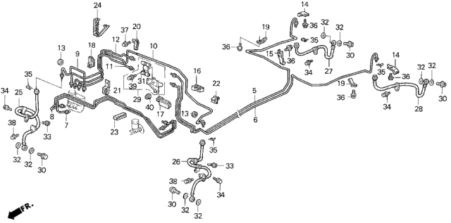 1995 Honda Civic Hose Set, Left Rear Brake (Disk) Diagram for 01468-SR3-902