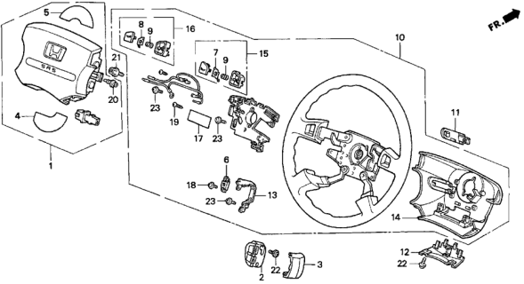 1997 Honda Odyssey 5 Door LX (7 SEATS (3PB)) KA 4AT Steering Wheel Diagram