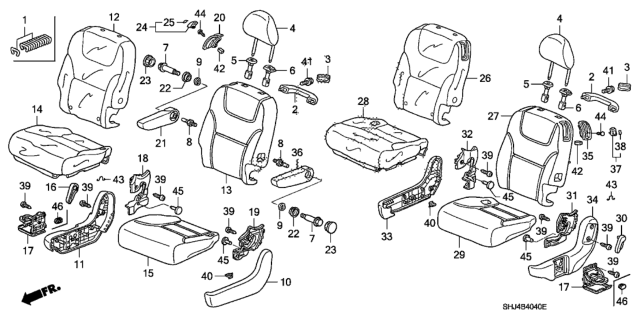 2006 Honda Odyssey 5 Door EXL-T (NAVIGATION) KA 5AT Middle Seat Diagram