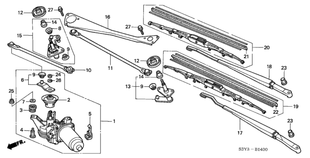 2000 Honda Insight Front Windshield Wiper Diagram