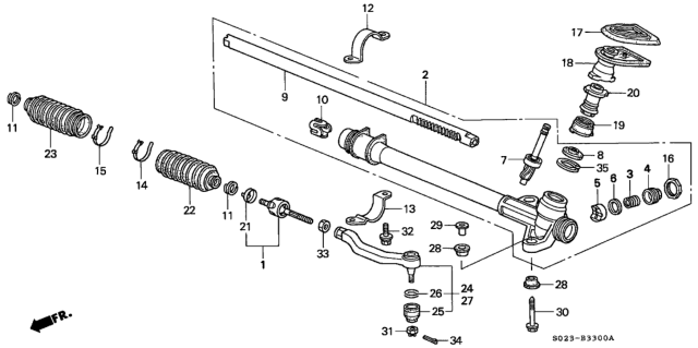 1996 Honda Civic Bracket, Steering Rack (Upper) Diagram for 53435-S04-J50