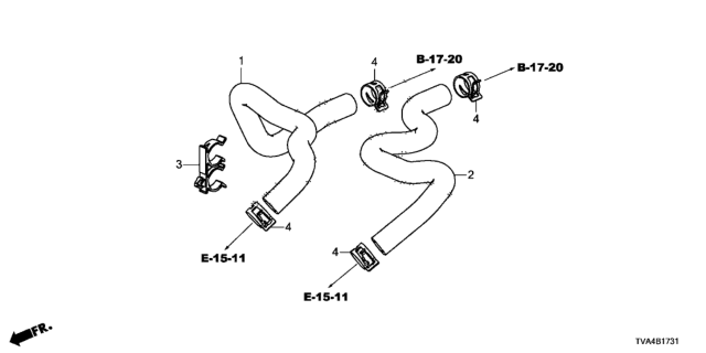 2020 Honda Accord Hose, Water Outlet Diagram for 79725-TVA-A10