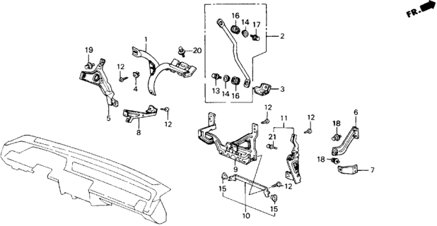 1989 Honda Accord 2 Door SEI KA 5MT Instrument Stays Diagram