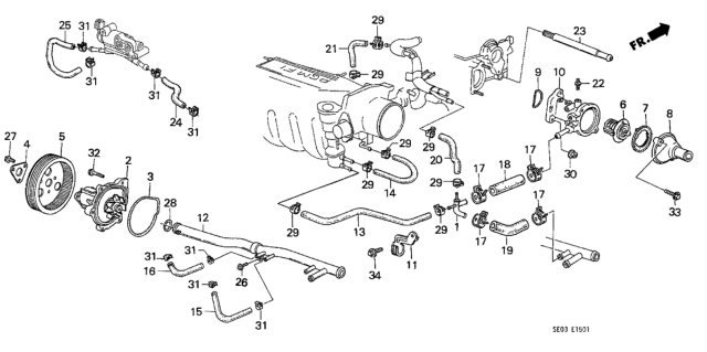 1988 Honda Accord Hose B, Electronic Idle Control Valve Diagram for 19519-PH3-000