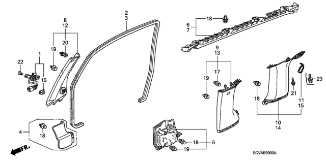 2007 Honda Element Garnish Assy., R. Quarter Pillar *YR233L* (TITANIUM) Diagram for 84131-SCV-A11ZB