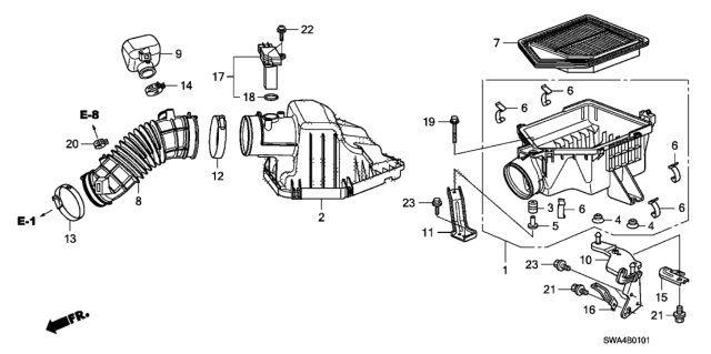 2010 Honda CR-V Clamp, Air Flow (89) Diagram for 17314-R40-003