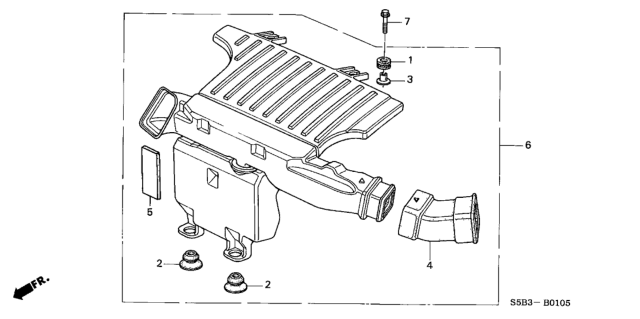 2003 Honda Civic Rubber, Air In. Diagram for 17232-PZA-000