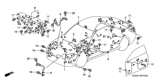 2004 Honda Accord Wire Harness, Instrument Diagram for 32117-SDN-A81