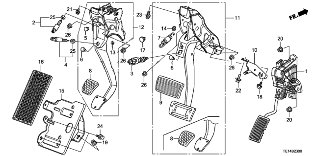 2012 Honda Accord Pedal, Clutch Diagram for 46910-TE1-A01