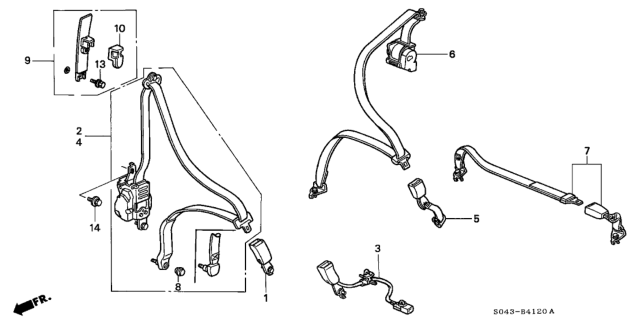 1997 Honda Civic Seat Belt Diagram