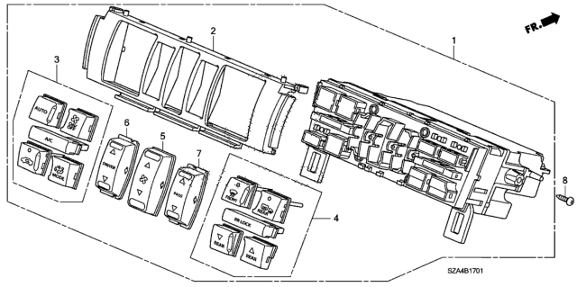 2009 Honda Pilot Garnish *NH365L* (BLACK METALLIC) Diagram for 79601-SZA-A41ZA