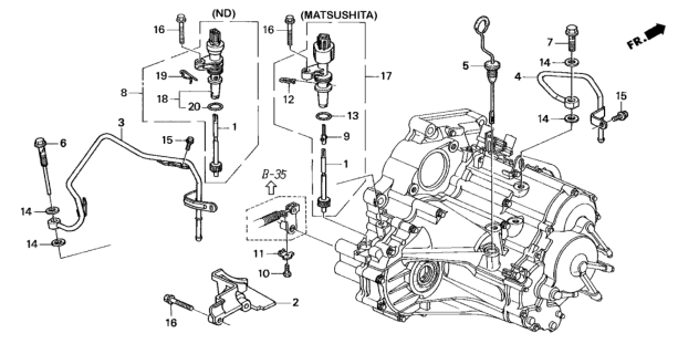 1997 Honda Civic AT ATF Pipe - Speedometer Gear Diagram