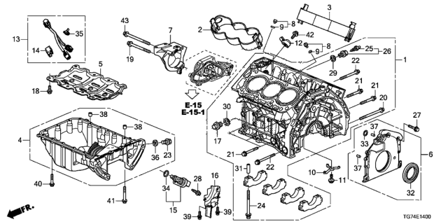 2018 Honda Pilot Cylinder Block - Oil Pan Diagram