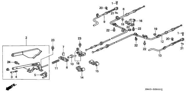 1993 Honda Accord Lever Assy., Parking Brake *R104L* (VINTAGE RED) Diagram for 47105-SM4-030ZD