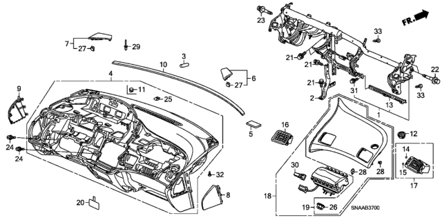 2009 Honda Civic Panel Assy., Instrument *NH167L* (GRAPHITE BLACK) Diagram for 77100-SNA-A00ZG