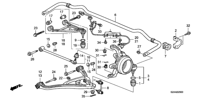 2008 Honda S2000 Bush, Stabilizer Holder Diagram for 52315-S2A-023